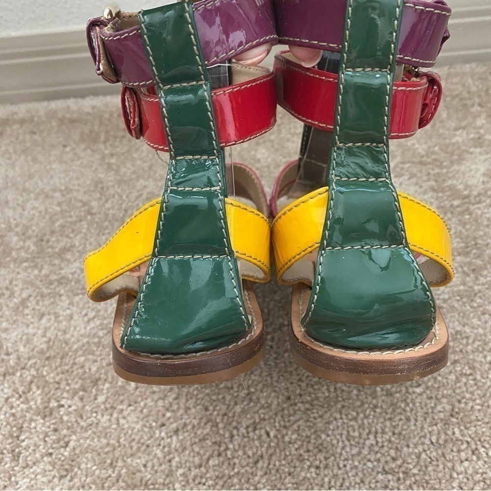 Dolce & Gabbana | Women's Multicolor Patent Leather Gladiator Flats Size 37 - Picture 8 of 11